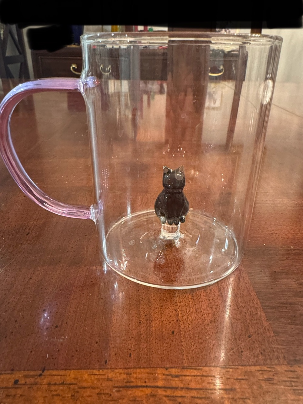 Borosilicate Glass Peekaboo Mug Black Kitty Cat Coffee Tea Fun Cup